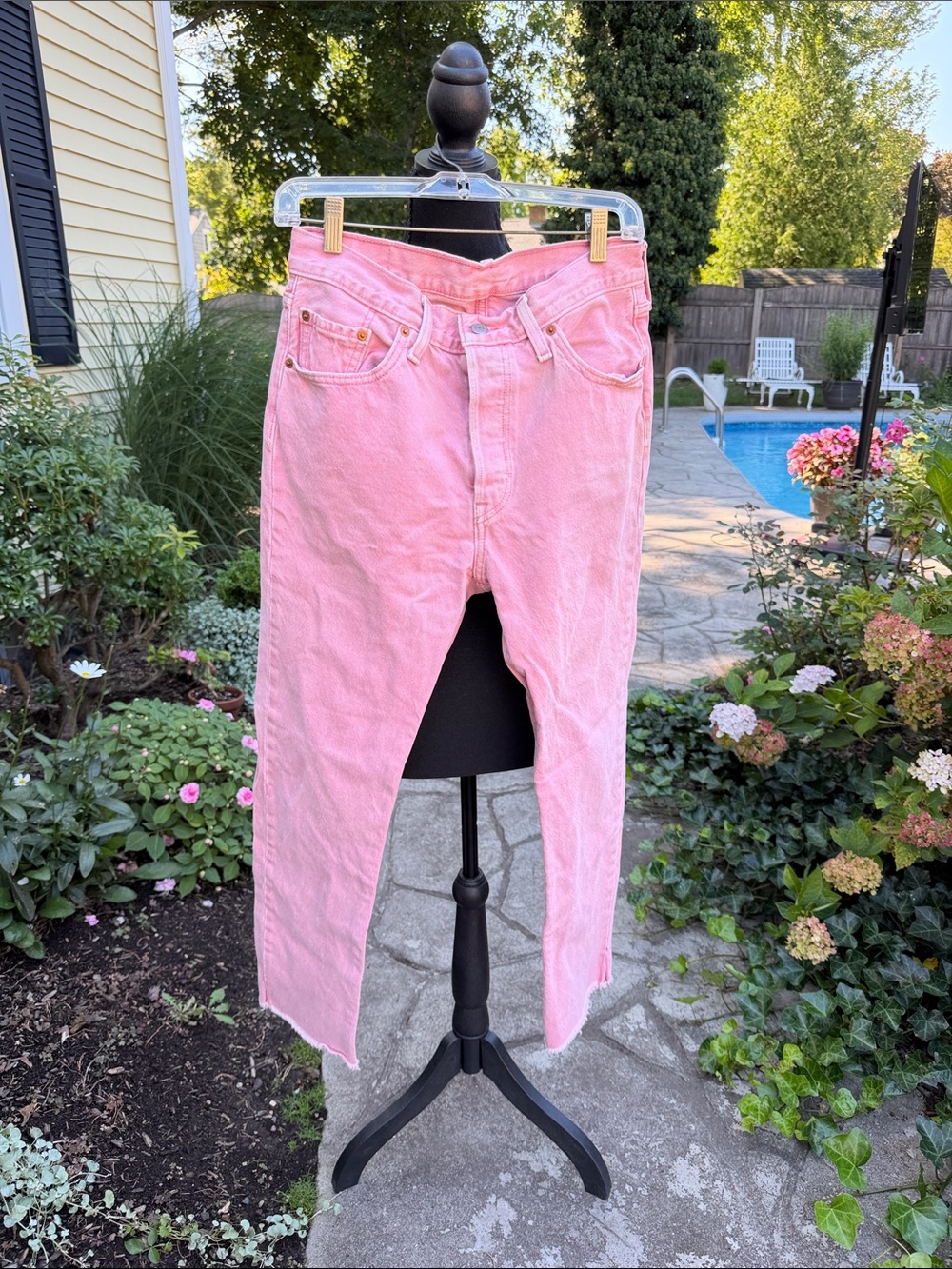 Levi’s 501 Original Jeans Pink WaterLess Straight Leg Button Fly 29w 30L